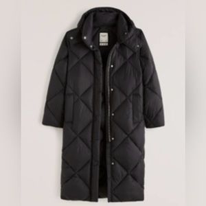 Abercrombie & Fitch Black Ultra Long Quilted Puffer jacket. Size XS petite.